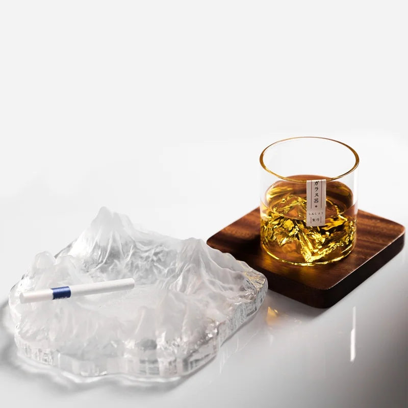 Japanese Glass Glacier Mountain Teacup Mt. Fuji Heat-resistant Glass Teacup Office Handy Retro Wine Glass Whisky Cup Home