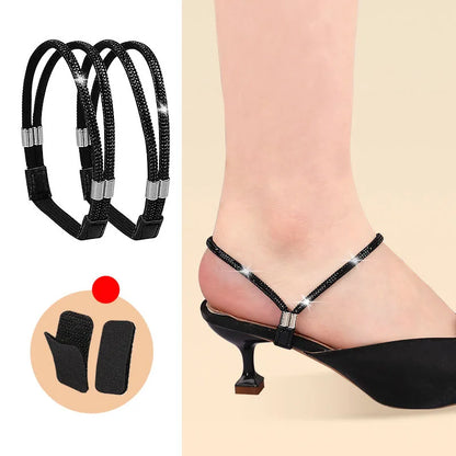 High Heels Shoes Band Anti-loose for Women Diamond Shoelaces Anti-drop Heel Straps Belt Drill Elastic Fixing Belts Rhinestone - Smarsty