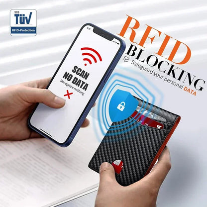 Rfid Carbon Fiber Luxury Men Wallets Money Bag Slim Thin Man Card Holder Wallet for Men Small Short Purse Male Vallet Billfold - Smarsty