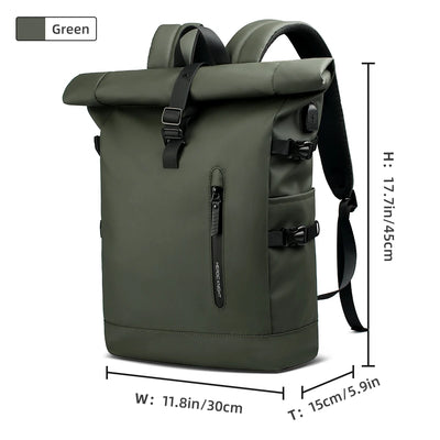 HK Expandable Travel Backpack Men Large Capacity Waterproof 15.6” Laptop Bag Hiking Rucksack Cycling Daypack Bag with USB Port - Smarsty