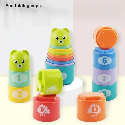 Kid Brain Response Battle Fold Cup Hand Speed Competition Fold Cup Baby Stack Game Early Education Puzzle Train Board Games Toy - Smarsty