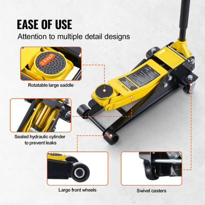 SucceBuy 2 Ton Low Profile Floor Jack Heavy Duty Iron Hydraulic Racing Floor Jack Hydraulic Car Jack Dual Piston Quick Lift Pump