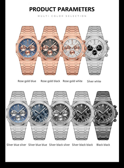 Luxury Men's Chronograph Watch with Waterproof Feature - Smarsty