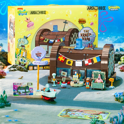 Spongebob building block cartoon Krusty Krab creative restaurant scene model Patrick Star assembly toy children's birthday gift by Smarsty