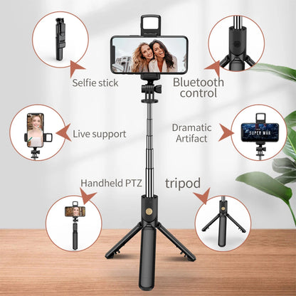 Selfie Stick Wireless Tripod Stand with Light Bluetooth Remote Extendable Tripod for iPhone Mobile Phone Tiktok Live Streaming - Smarsty