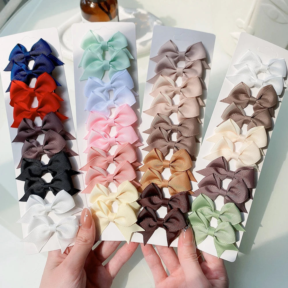 Handmade Baby Girls Bow Hair Clips Set Nontoxic Soft - Smarsty