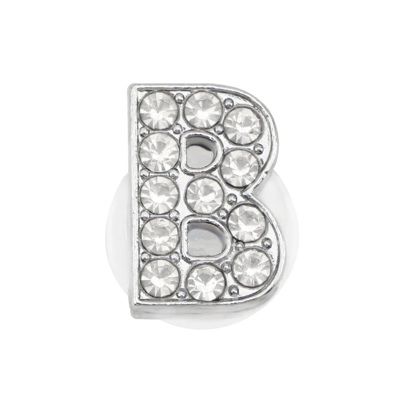 1PC Shoe Charms Glitter Rhinestone Letter Crystal Alphabet Shoes Charm Decorations Jewelry Slider Bracelet Wristbands Accessorie