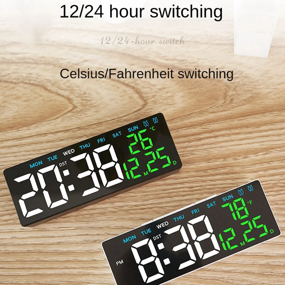 Digital LED Alarm Clock with Adjustable Brightness and Temperature Display - Smarsty