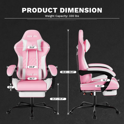 Ergonomic Gaming Chairs with Massage Lumbar Support, Swivel, Height Adjustable, and Headrest for Adults Comfort Gaming