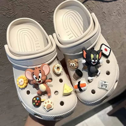 MINISO Tom and Jerry set  Anime Character for Cute Cartoon Shoe Charms Decoration Accessories for Classic Clog X-mas Gifts