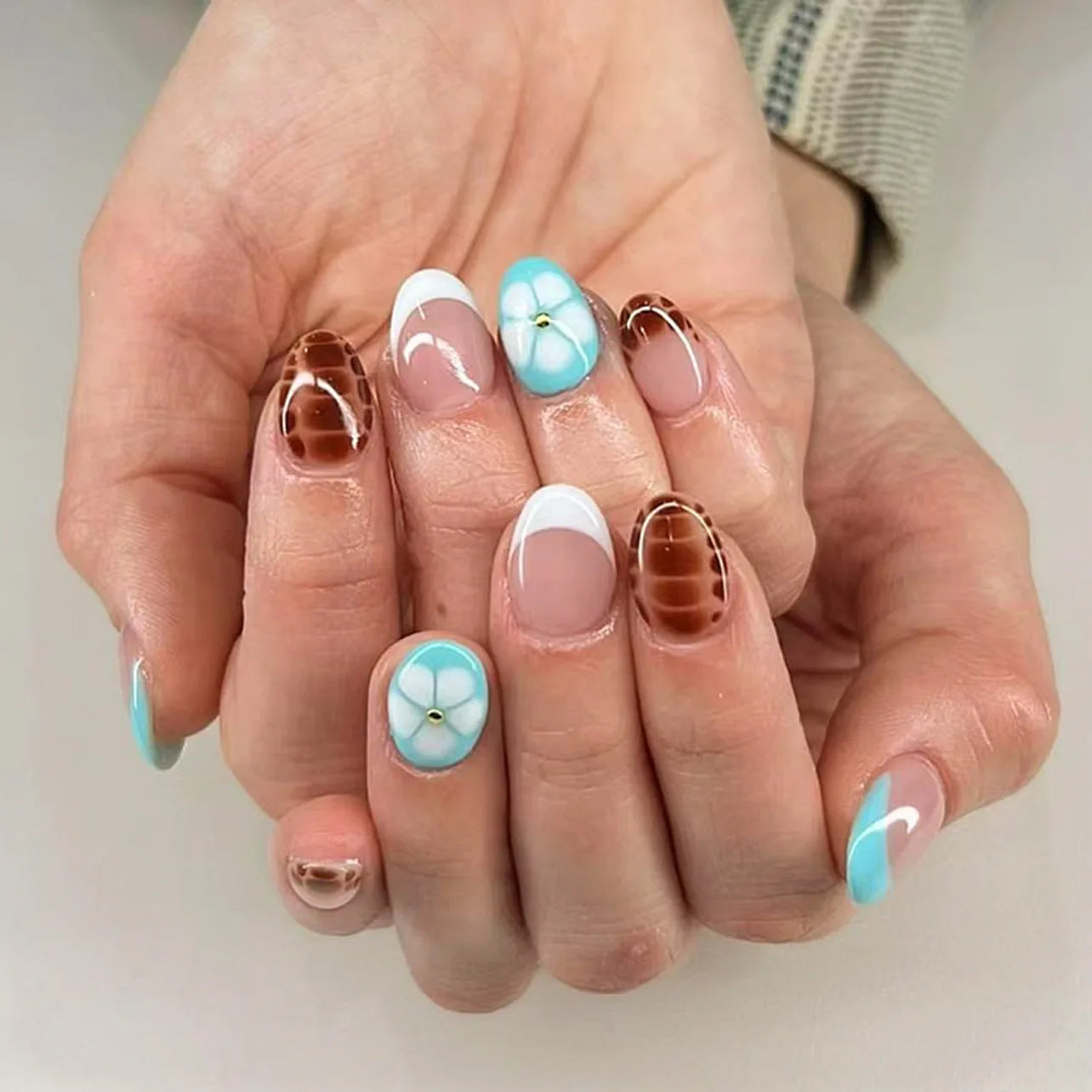 24pcs Flower Design Fake Nail Tips Full Cover - Smarsty
