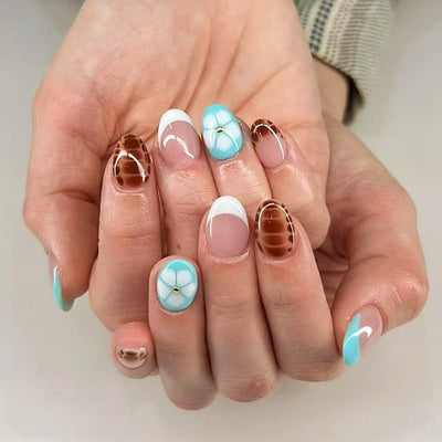 24pcs Flower Design Fake Nail Tips Full Cover - Smarsty