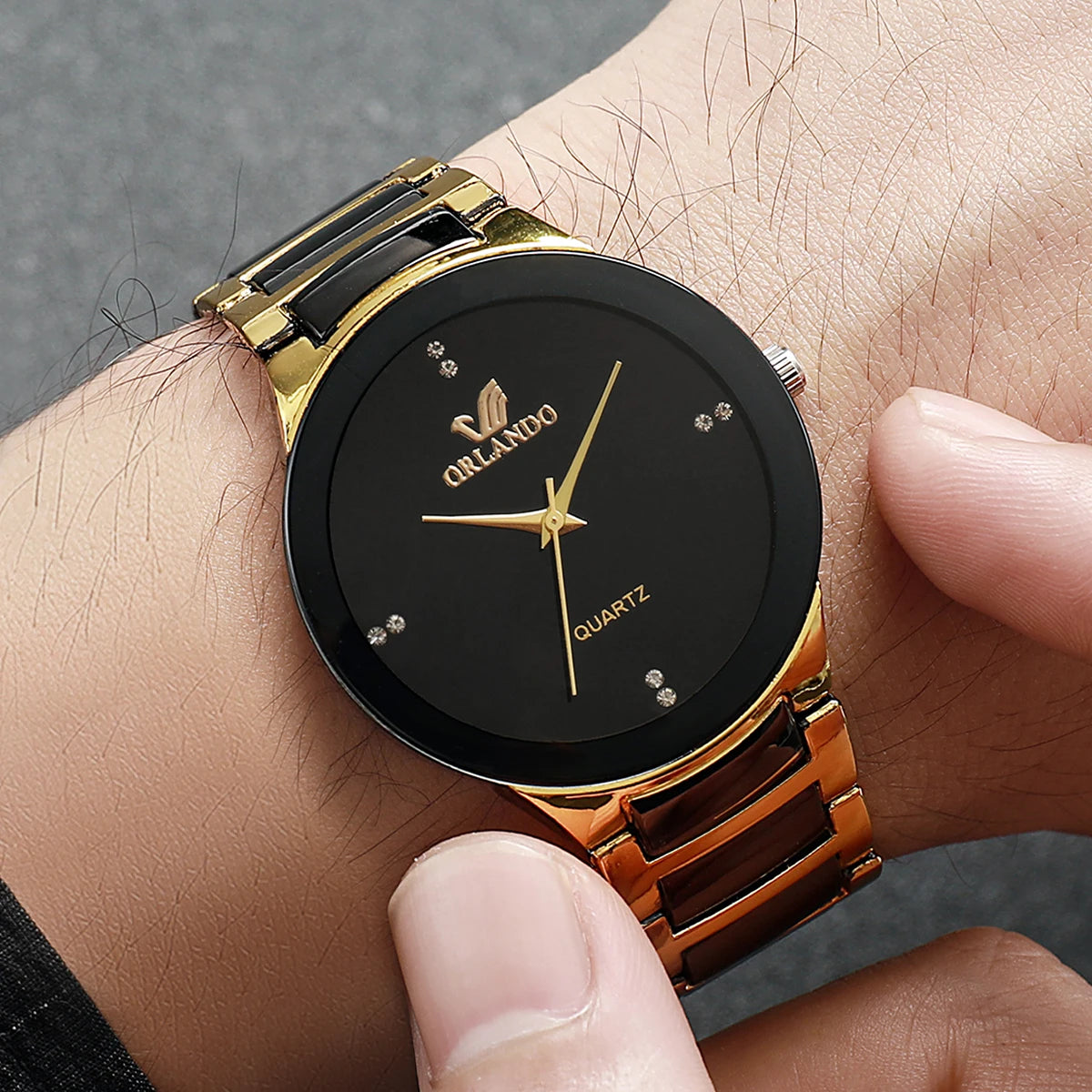 Men's Fashion Black Steel Band Quartz Watch - Smarsty