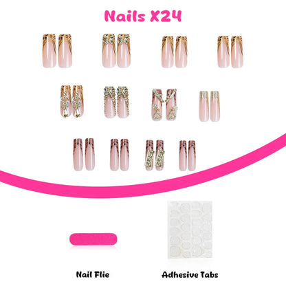 24 Piece Y2K Leopard Print French Press On Nails - Smarsty