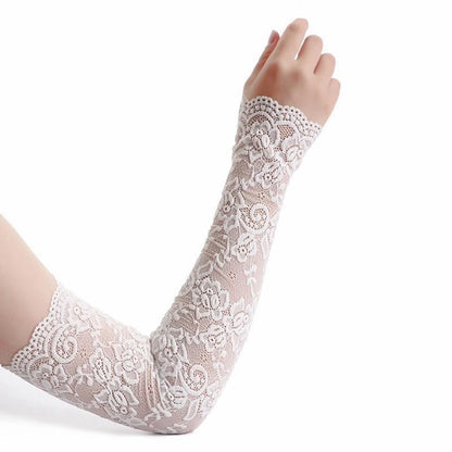 Women Lace Sunscreen Arm Sleeves UV Protection Gloves - Smarsty