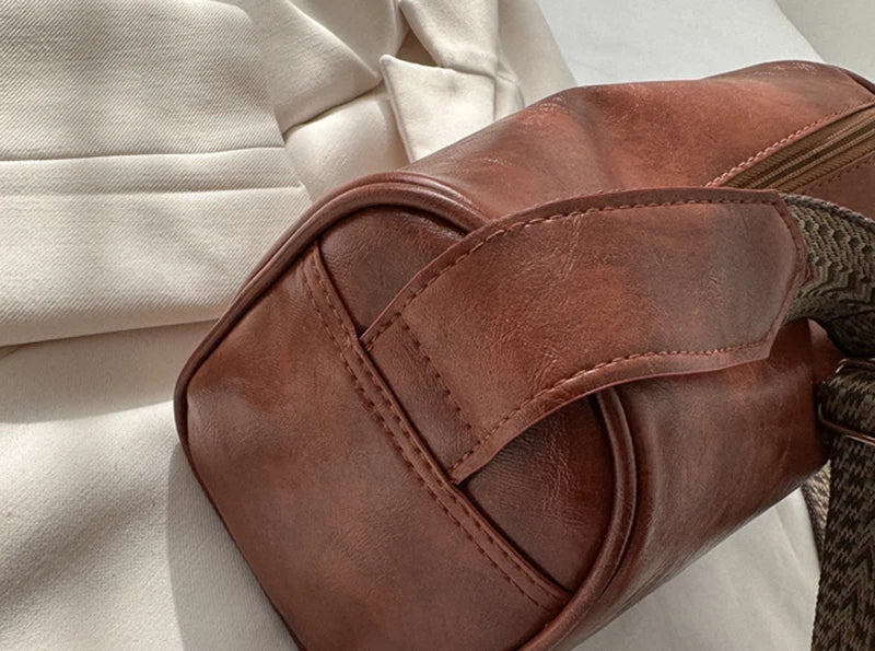 Vintage PU Leather Crossbody Bag For Women Compact Purse - Smarsty