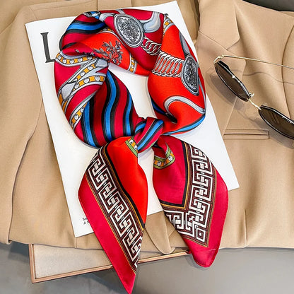 Silk Square Scarf for Women Sun Protection Luxury Shawl - Smarsty