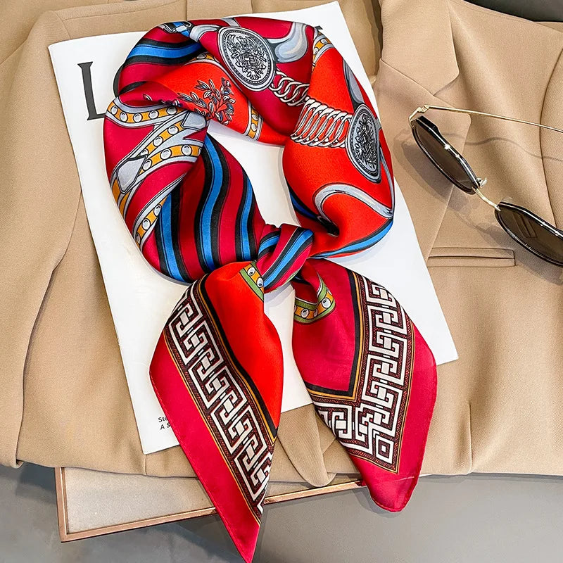 Silk Square Scarf for Women Sun Protection Luxury Shawl - Smarsty