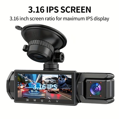 1080P 3 Camera Dash Cam Front and Rear Night Vision - Smarsty
