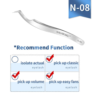 NAGARAKU Stainless Steel Eyelash Extension Tweezers for Precision Application - Smarsty