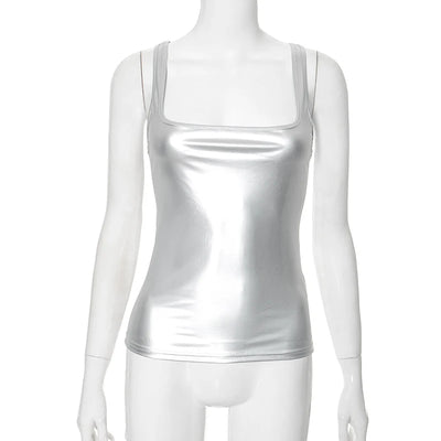 Solid Tank Top Women Edgy Clothes Y2k Accessories Sleeveless Ropa De Mujer Square Collar Camison Verano Korean Fashion Clothing - Smarsty