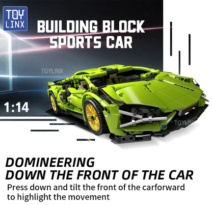 ToylinX Technical Building Blocks Racing Sport Car Speed Vehicle Model City Mechanical Super Bricks Puzzle Toys Adult Gift