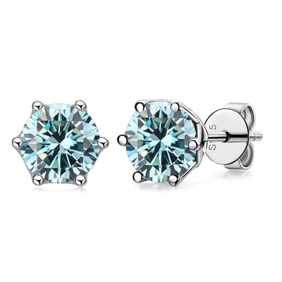 Moissanite Stud Earrings Sterling Silver VVS D Sparkle - Smarsty