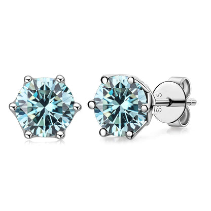 Moissanite Stud Earrings Sterling Silver VVS D Sparkle - Smarsty