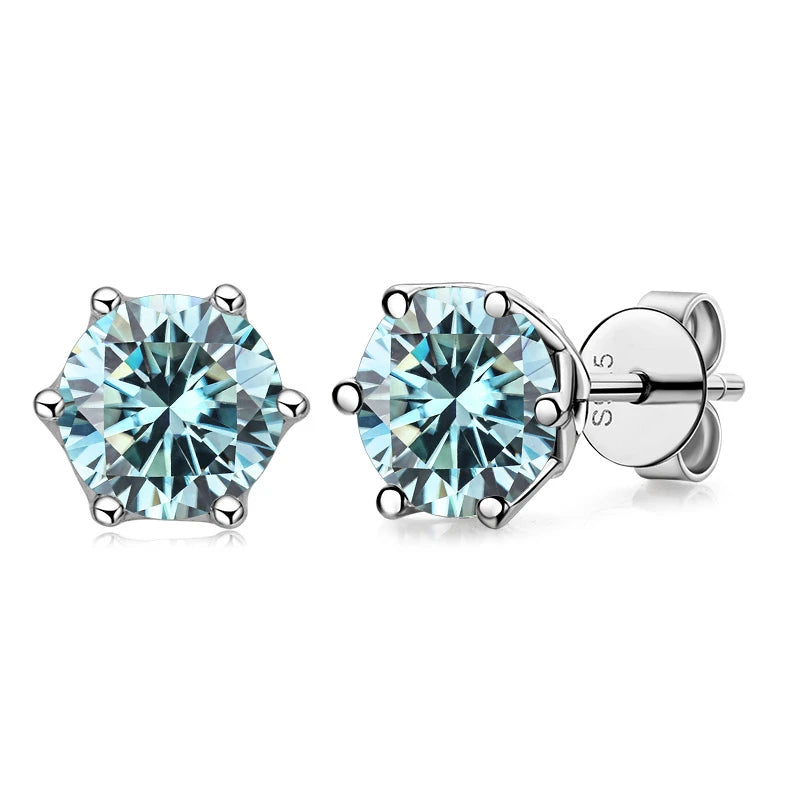 Moissanite Stud Earrings Sterling Silver VVS D Sparkle - Smarsty