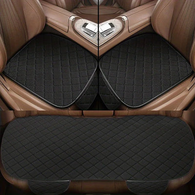 Cotton Linen Car Seat Covers Set Three Piece Universal - Smarsty