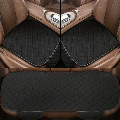 Cotton Linen Car Seat Covers Set Three Piece Universal - Smarsty