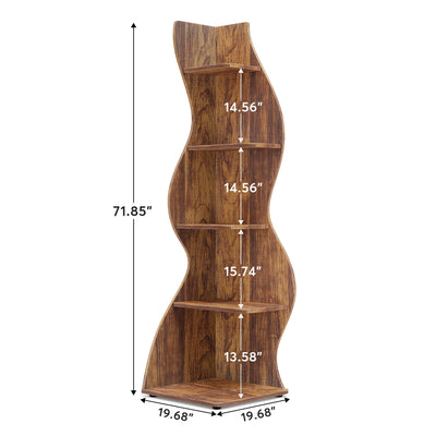 Tribesigns Corner Shelf, Modern 5-Tier Wall Corner Bookshelf, Stylish Corner Small Bookcase Storage Rack Plant Stand
