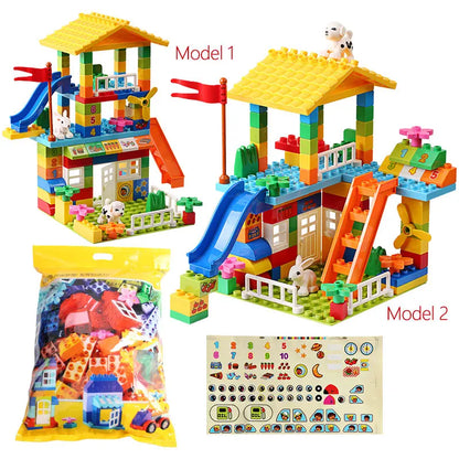 153PCS Big Particle Roof Blocks Compatible City House Big Size Slide Building Blocks Castle Brick Toys For Children - Smarsty