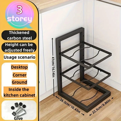 Adjustable Pot Rack Organizer, Kitchen Stainless Steel Pot Storage Rack ,Multi-Layer Household Pot and Pan Organzier for Kitchen by Smarsty
