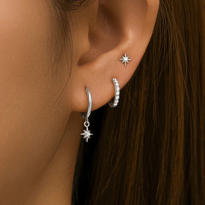 3 Piece Stainless Steel Star Drop Earrings Set for Women - Smarsty