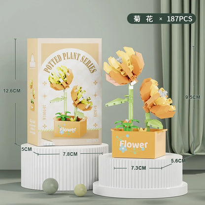 Bouquet Flower Mini Diy Building Block Toys for Children Bricks Blocks for Adults Constructor Micro Bricks Construction Set Gift
