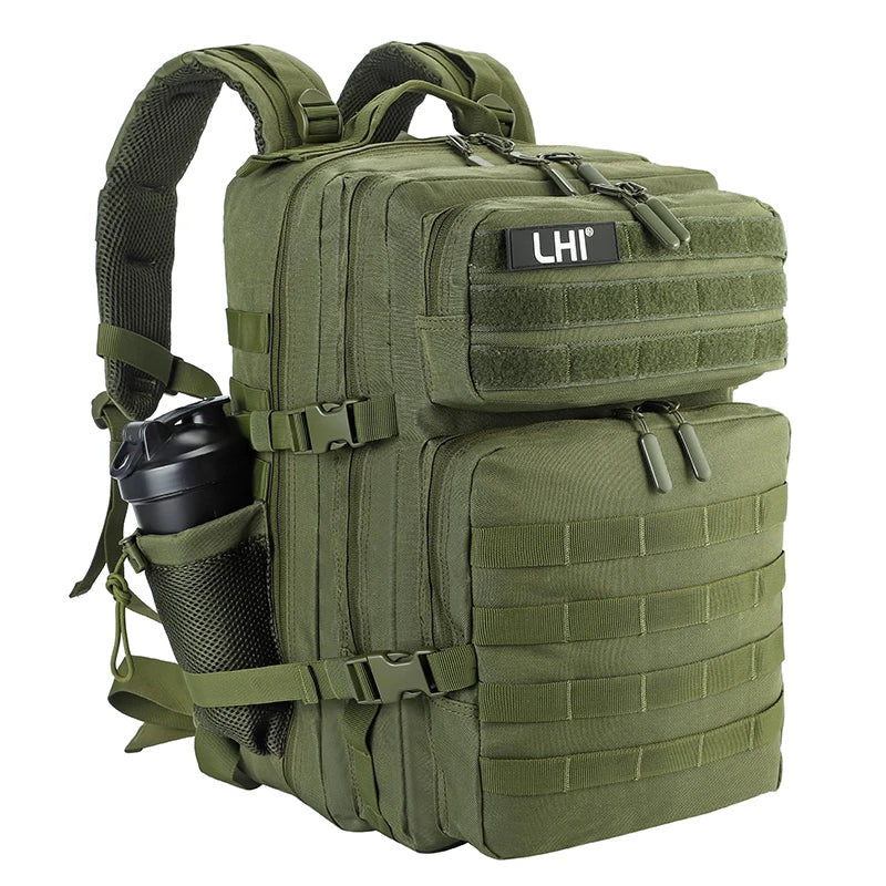 LHI 45L Tactical Backpack for Men and Women Large Athlete Gym Bag Outdoor Sports Hiking Survival Rucksack with Bottle Holder - Smarsty