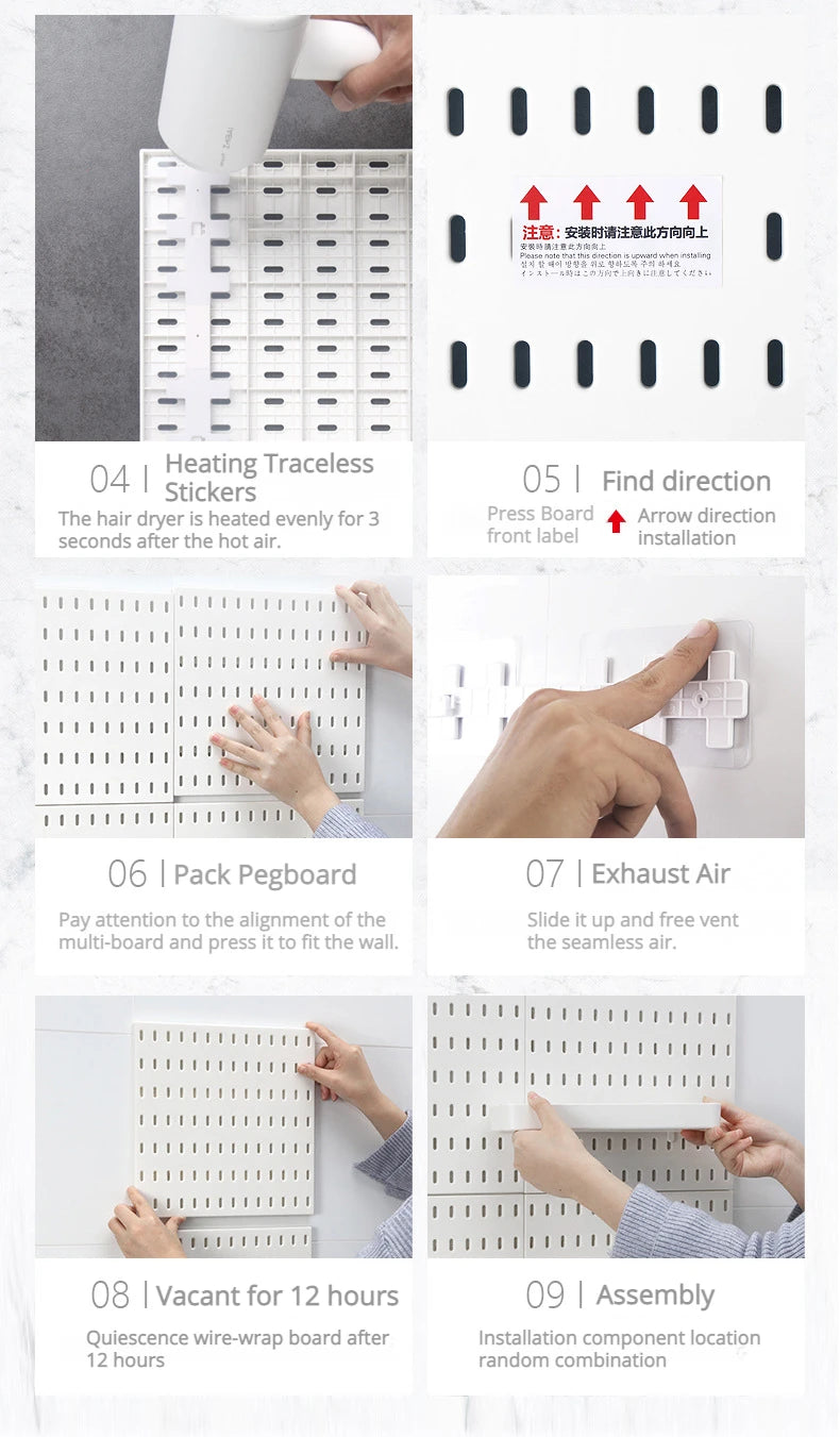 New DIY Pegboard Accessories Hanging Shelf Storage Hooks Wall Organizer No Punching Crafts Organization For Garage Kitchen Room