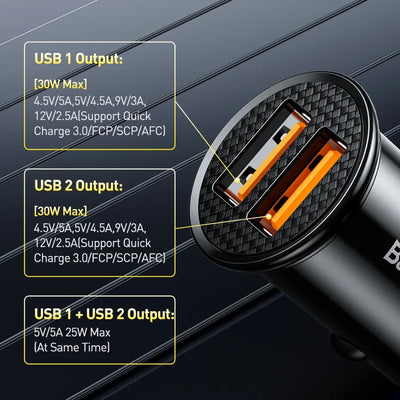 30W USB Car Charger FastCharge QC 4.0 USB PD TypeC - Smarsty