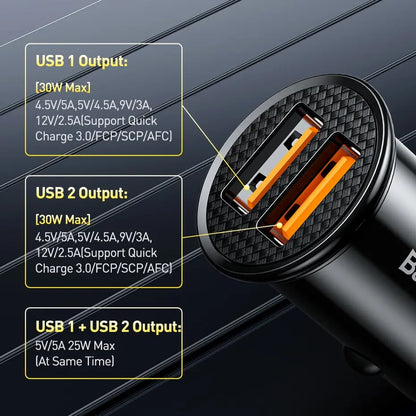 30W USB Car Charger FastCharge QC 4.0 USB PD TypeC - Smarsty