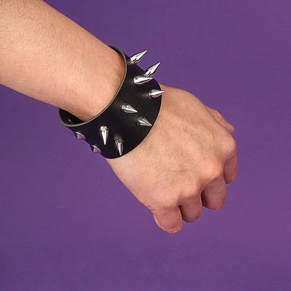 Unisex PU Leather Punk Bracelet with Spikes and Skull - Smarsty