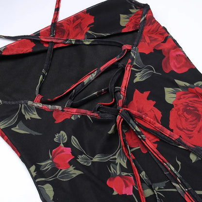 Flowers Print Spaghetti Strap Dresses Women Temperament Package Hip Bodycon Long Dress Fashion Sexy Backless Lady Slim Vestidos