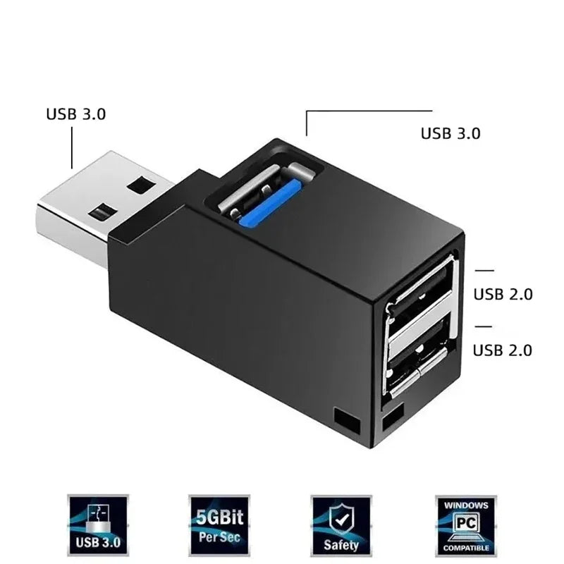 USB 3.0 Car Hub Splitter Multi Port USB Hub Charger