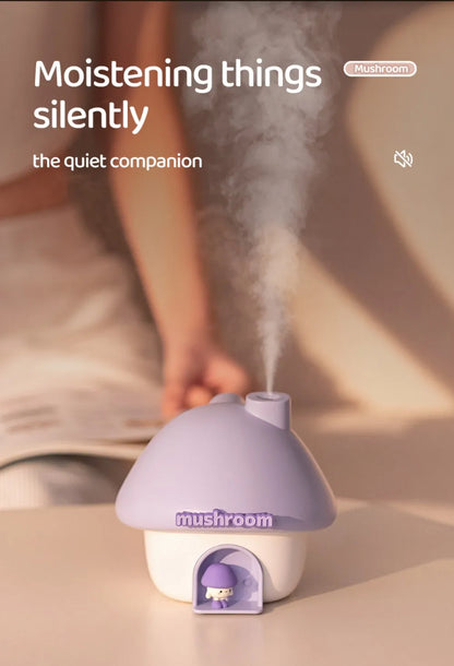 Cartoon Air Humidifier 300ml Mini Essential Oil Aroma Diffusers Colorful Lighting Cute Mushroom House Home Ultrasonic Humidifier - Smarsty