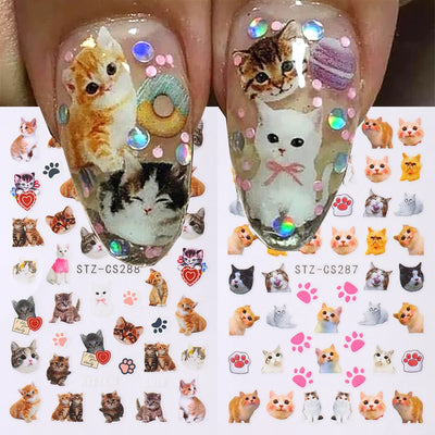 Cute 3D Cartoon Nail Art Stickers for Dogs and Cats - Smarsty