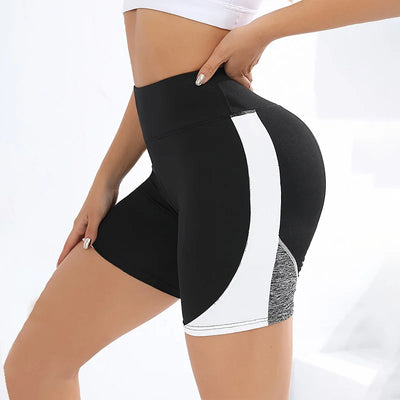 Colorblocked High Waist Yoga Shorts,Shorts for Women Tummy Control Workout Shorts for Women - Smarsty