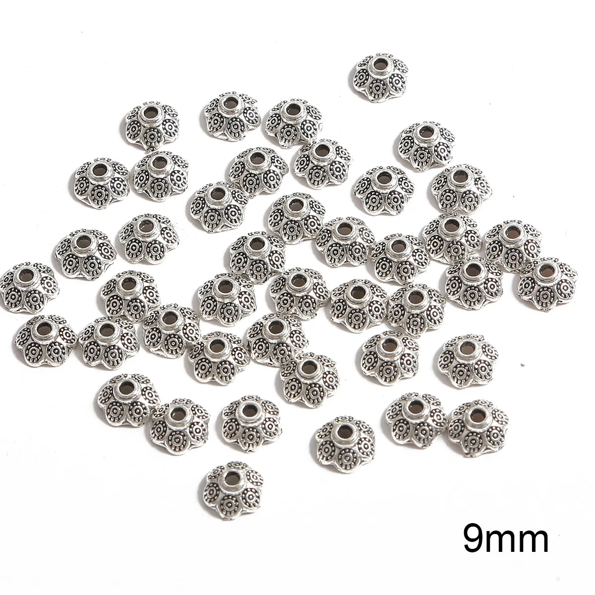 50pcs Tibetan Silver Leaf Flower Bead Caps for Jewelry Making - Smarsty