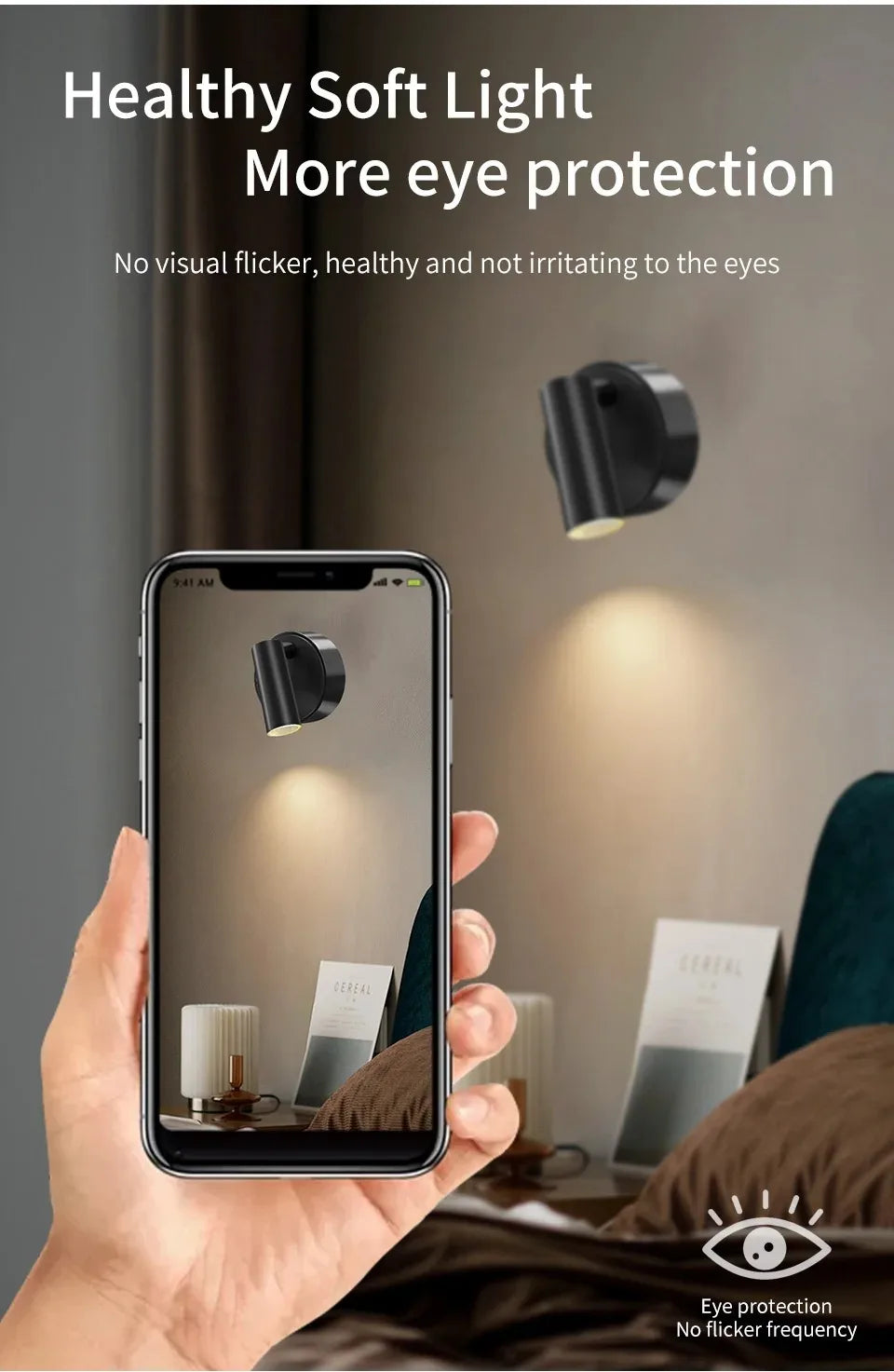 Dimmable LED Wireless USB Rechargeable Wall Spotlight - Smarsty