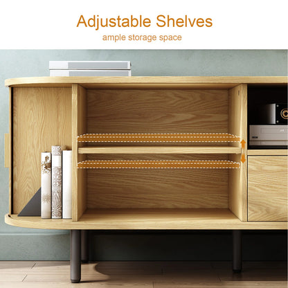 69" TV Stand w/ Power Outlet for TVs up to 80",Entertainment Center w/ Storage & Drawer,TV Console w/ Adjustable Shelves