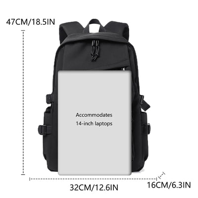 One 15 Inch Polyester Waterproof Solid Color Simple Men's Backpack Fashion Couple Student Computer Backpack - Smarsty